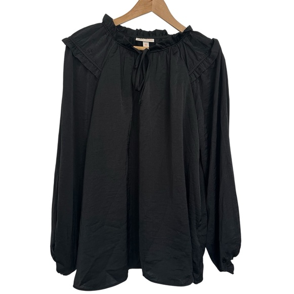 Knox Rose Black High Neck Tie Closure Black‎ Blouse XXL - Picture 1 of 8